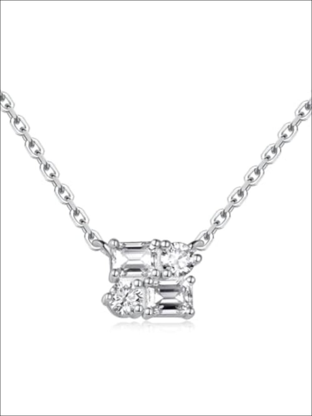 Moissanite Sterling Silver Pendant Necklace Women Square Dainty 925 Jewelry Gift